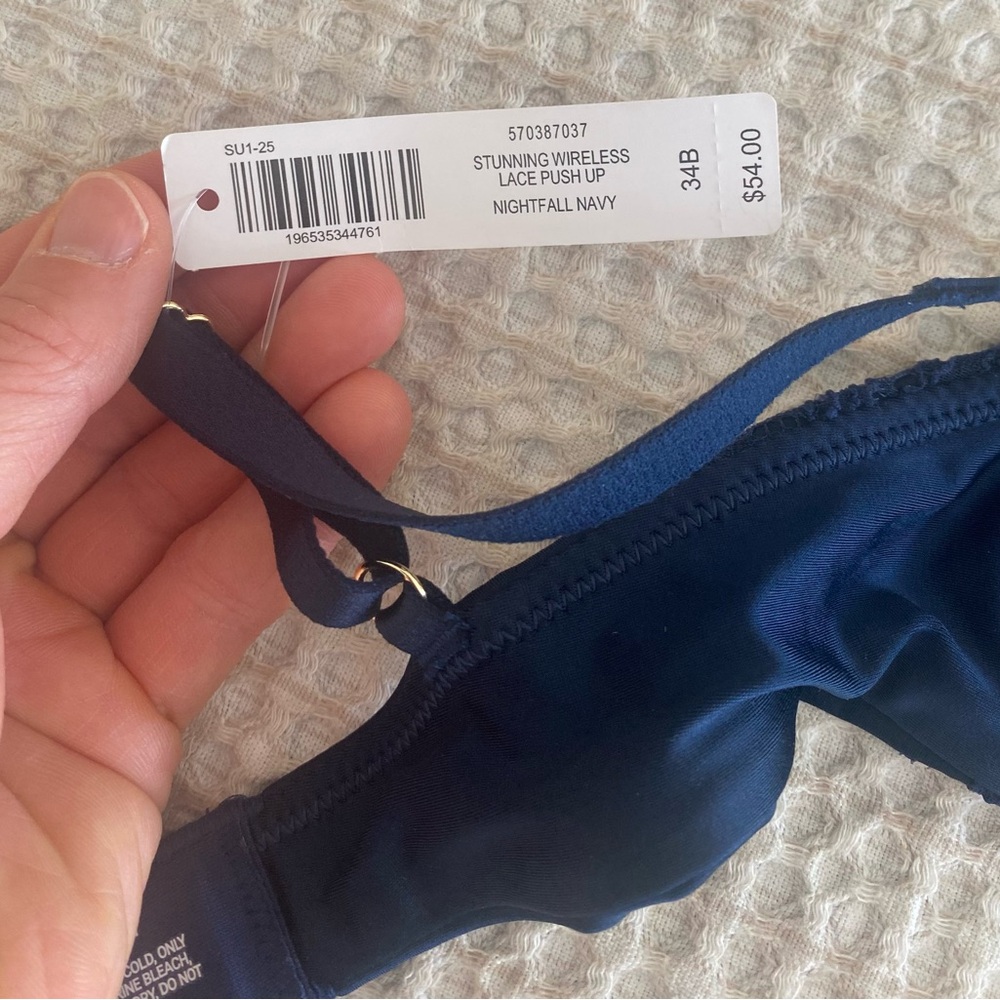 Soma Nightfall Navy Wireless Lace Push Up Bra - Picture 5 of 5
